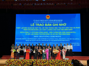 SAIGONTEL AND REPRESENTATIVES OF BINH DINH PROVINCE HAVE SIGNED A MEMOTANDUM OF COOPERATION REGARDING THE ATTRACTION, TRAINING AND DEVELOPMENT OF HIGH-QUALITY HUMAN RESOURCES